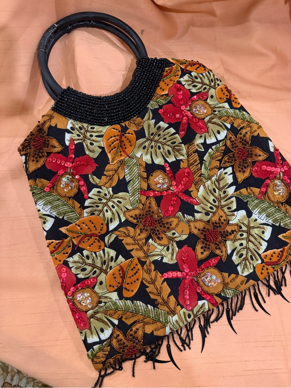Beaded floral bag